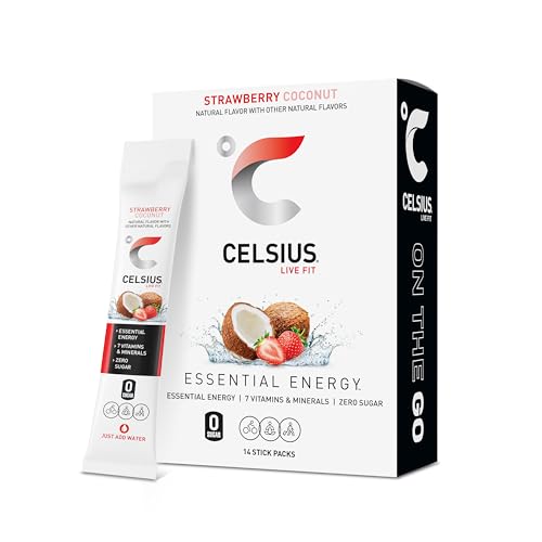 CELSIUS® On-The-Go Powder Sticks Dragonfruit Lime, Essential Energy 2.8 Oz|B07XB745PC