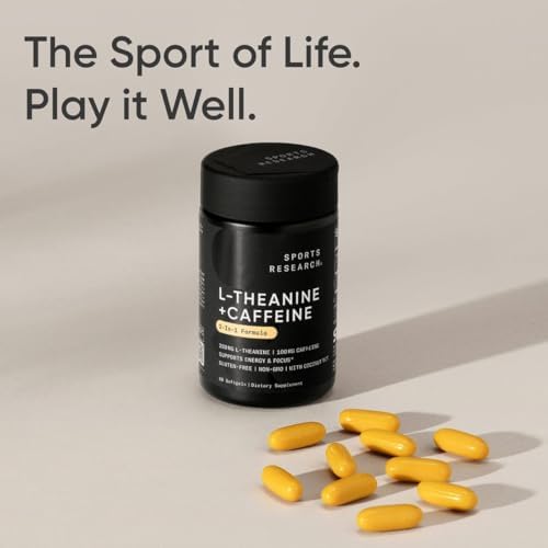 Sports Research® L-Theanine + Caffeine Nootropic Supplement - 60 Softgels|B07MQWJYJ3