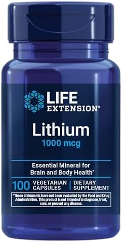 Life Extension Lithium, 1000 mcg – Lithium Orotate – Helps Maintain Cognitive Function & Memory – Low-Dose Formula – Non-GMO, Gluten-Free, Vegetarian – 100 Capsules|B088KQFT74