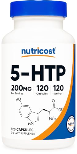 Nutricost 5-HTP 200mg, 120 Vegetarian Capsules (5-Hydroxytryptophan) - Non-GMO & Gluten Free|B07737HBN6