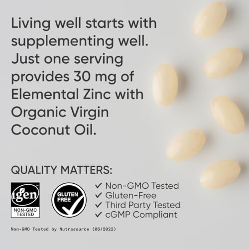 Sports Research® Zinc Picolinate 30mg w/Organic Coconut Oil, 180 Softgels|B0CP6G536R