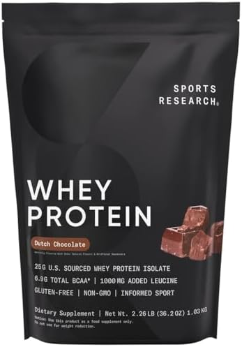 Sports Research® Whey Protein Isolate Powder Dutch Chocolate, 5.42lb Bag|B08PYB6SY9