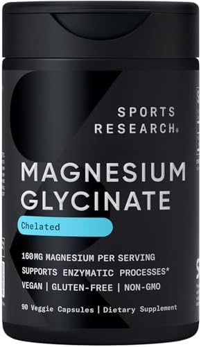Sports Research® Magnesium Glycinate 160mg w/Coconut MCT Oil, 60 Softgels|B0D2JD6SXV