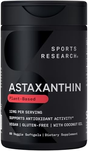 Sports Research® Vegan Astaxanthin 12mg w/Organic Coconut Oil, 60 Count|B00J2GBIU4