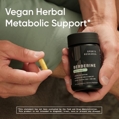 Sports Research® Berberine 1000mg, 60 Veggie Capsules|B0CCK314G2