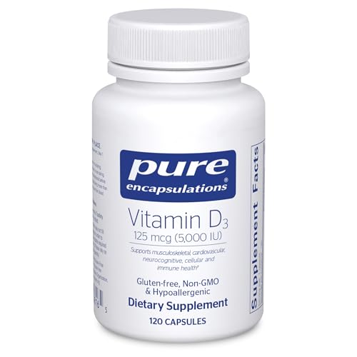 Pure Encapsulations Vitamin D3 125 mcg (5,000 IU) - Supplement to Support Bone, Joint, Breast, Heart, Colon, and Immune Health* - with Vitamin D - 120 Capsules|B0017Q948U
