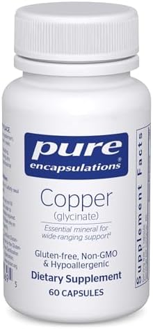 Pure Encapsulations Copper Glycinate 60's - 2 mg Copper Supplement, Supports Red Blood Cell Formation* - Aids Energy Metabolism - Non-GMO & Vegan - 60 Capsules|B000H7Y6J2