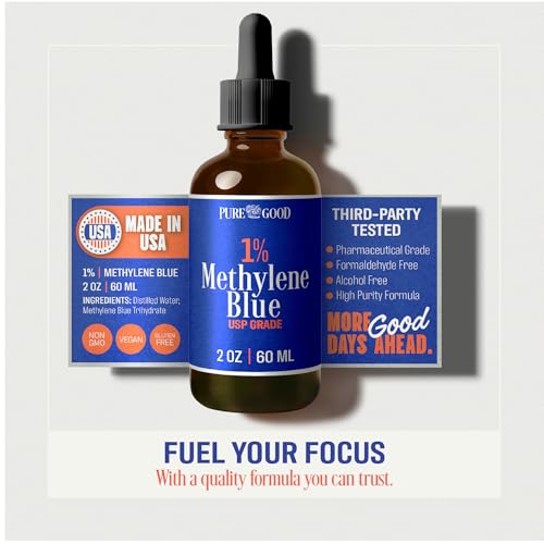 Pharmaceutical-Grade Methylene Blue 1% – 60mL | USP-Grade, Third-Party Tested, Alcohol-Free | Amber Dropper Bottle|B0D7DZ4D39