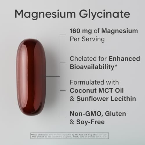 Sports Research® Magnesium Glycinate w/Coconut MCT Oil, 120 Softgels|B0D2JDFH7T