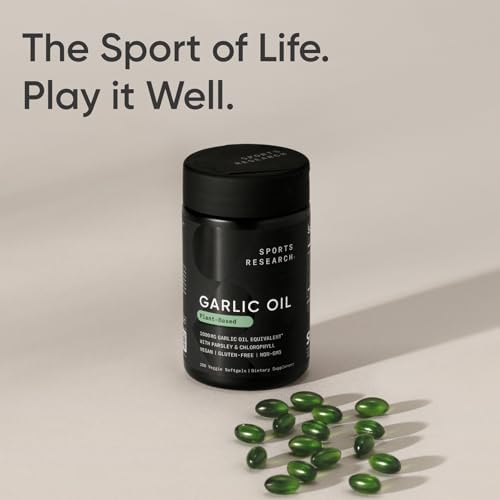 Sports Research® Odorless Garlic Oil, 150 Plantgel™ Capsules|B07NYWGRNT