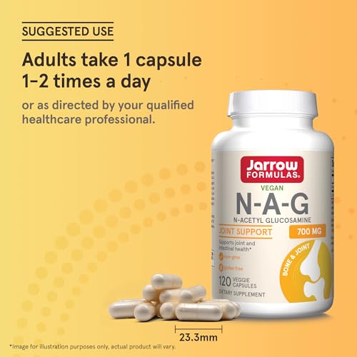 Jarrow Formulas N-A-G 700 mg, N-Acetyl Glucosamine, Acetylated Form of Glucosamine for Bone and Joint Support, 120 Veggie Capsules, Up to 120 Servings|B0013OQGUK