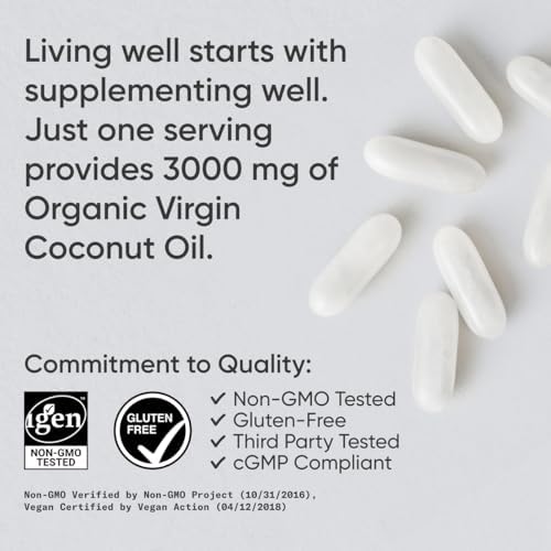 Sports Research® Organic Coconut Oil 3000mg, 120 Softgels|B00JGE0Z1K