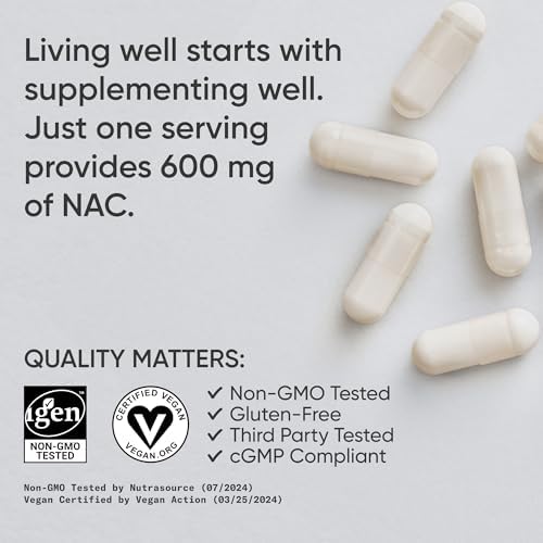 Sports Research® Vegan NAC (N-Acetyl Cysteine) 600mg, 90 Veggie Caps|B0BB5W867H