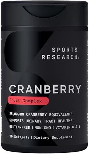 Sports Research® Cranberry Fruit Complex 500mg, 90 Softgels|B018WPVDIC