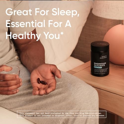 Sports Research® Magnesium Glycinate 160mg w/Coconut MCT Oil, 60 Softgels|B0D2JD6SXV