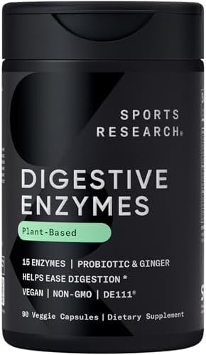Sports Research® Digestive Enzymes w/Probiotics, 90 Veggie Caps|B08F8YC7C2