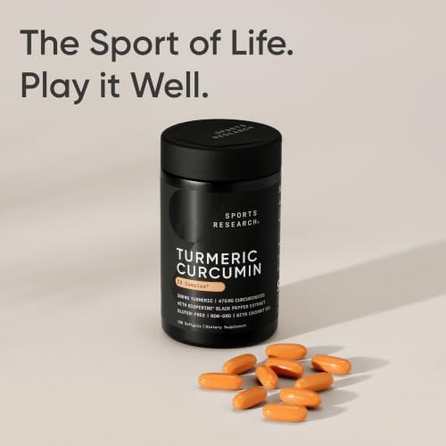 Sports Research® Turmeric Curcumin w/Coconut Oil & BioPerine® - 60 Count|B00JGD44VS