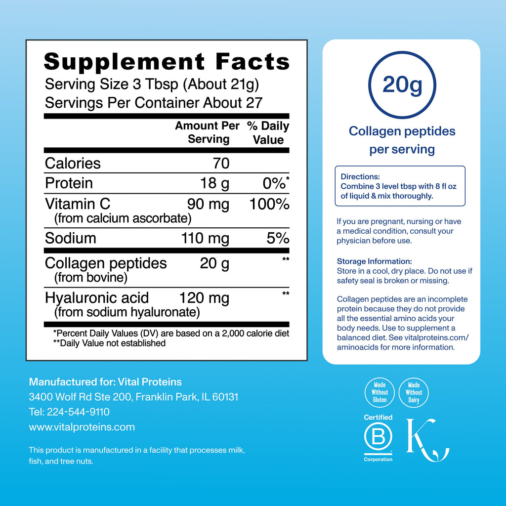 Péptidos de Colágeno Avanzados - con Ácido Hialurónico y Vitamina C - Vital Proteins