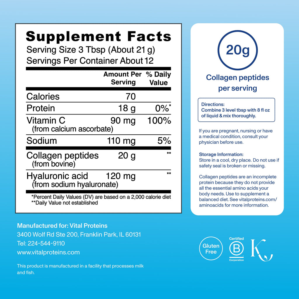 Péptidos de Colágeno Avanzados - con Ácido Hialurónico y Vitamina C - Vital Proteins