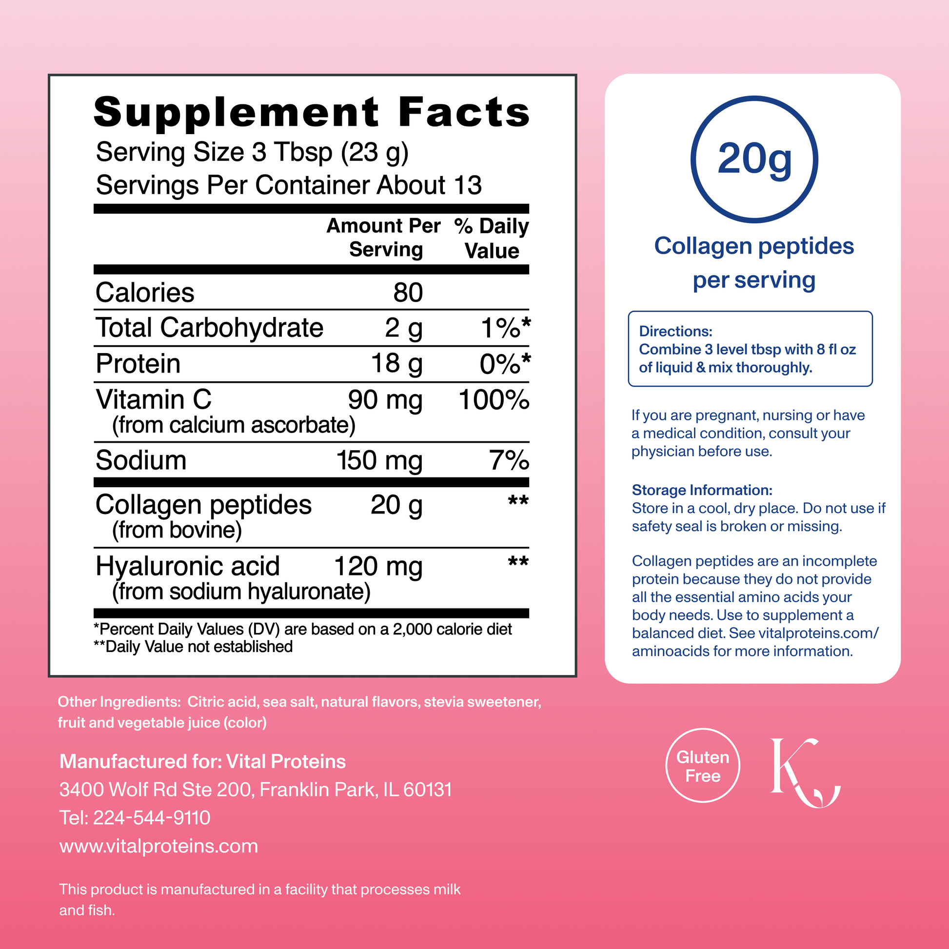 Péptidos de Colágeno Fresa y Limón Avanzados - con Ácido Hialurónico y Vitamina C - Vital Proteins