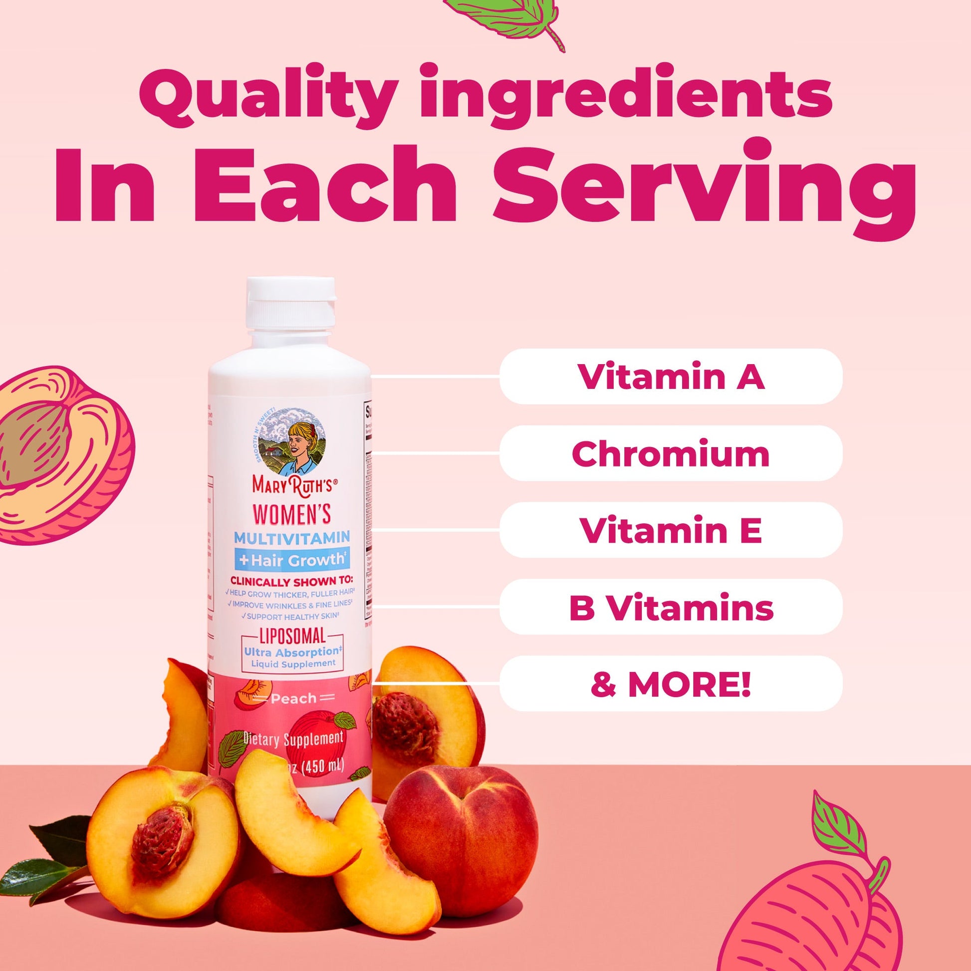 Multivitamínico + Crecimiento Capilar Liposomal para Mujer - MaryRuth Organics