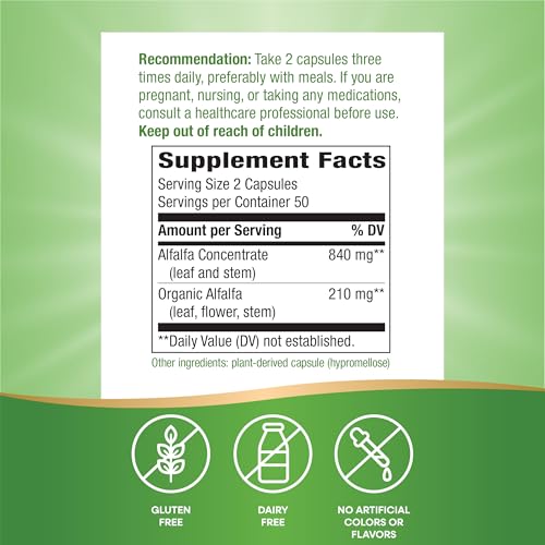 Nature's Way Alfa-Max - Alfalfa Supplement - Alfalfa Leaf, Stem & Flower - Gluten Free & Vegan - 100 Capsules|B005P0MJI6