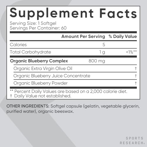 Sports Research® Blueberry Fruit Complex 800mg, 60 Softgels|B00TP4PYRG