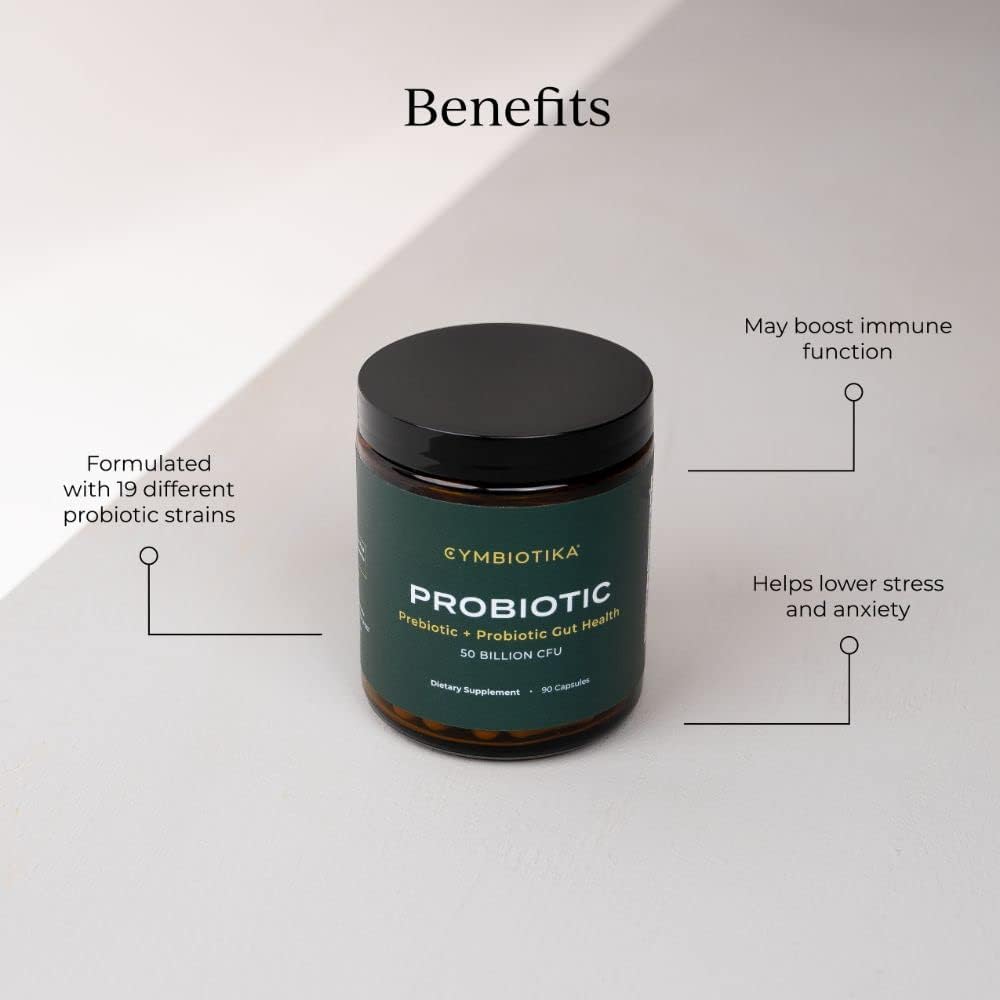 Probiótico + Prebiótico 50 Billion CFU Apoyo inmunológico, salud digestiva y equilibrio intestinal - CYMBIOTIKA
