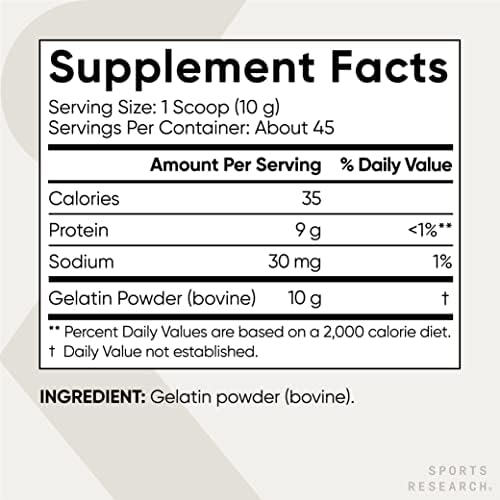 Sports Research® Gelatin Collagen Cooking Powder, 16oz|B01M04SSKB