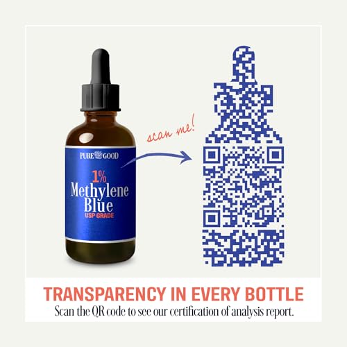 Pharmaceutical-Grade Methylene Blue 1% – 60mL | USP-Grade, Third-Party Tested, Alcohol-Free | Amber Dropper Bottle|B0D7DZ4D39