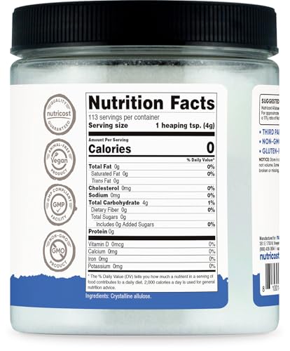 Nutricost Allulose Sweetener (1 LB) - KETO Sugar, 0 Calorie, Low Carb, Natural Sugar Alternative, Crystalline Powder|B07VLPB3NY