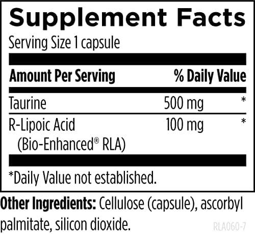 Designs for Health Stabilized R-Lipoic Acid Supreme - 100mg RLA Supplement with Taurine - Non-GMO, Gluten Free (60 Capsules)|B000FGXLSW