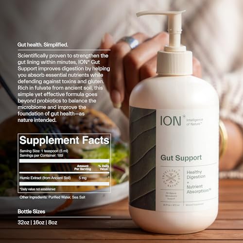 ION* Intelligence of Nature Gut Support Liquid Supplement - Gut & Digestive Health Liquid Drops, Cleanse & Detox with Humic Extract for Women & Men, Adults & Kids 4+ - 8 fl oz (Pack of 1)|B07YMJJ4XV