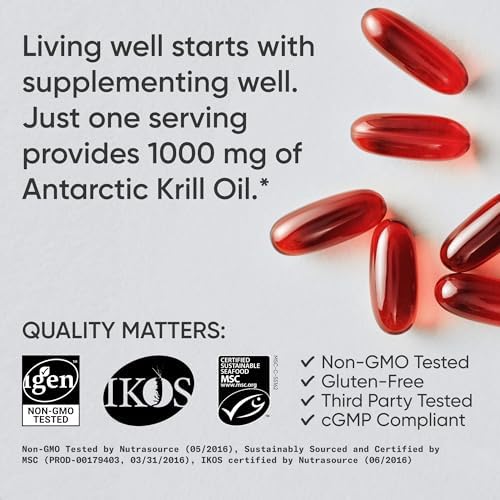 Sports Research® Antarctic Omega-3 Krill Oil 1000mg, 60 Softgels|B00IP1E3O0