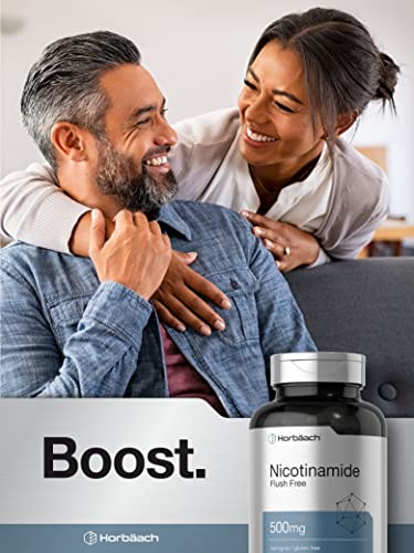 Horbäach Nicotinamide 500mg | 180 Capsules | Flush Free Dietary Supplement | Non-GMO and Gluten Free Vitamin|B0BPVLF6G7