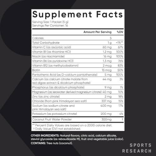 Sports Research® Hydrate Electrolytes Raspberry Lemonade, 16 Packets|B0CTJ2ZXY7