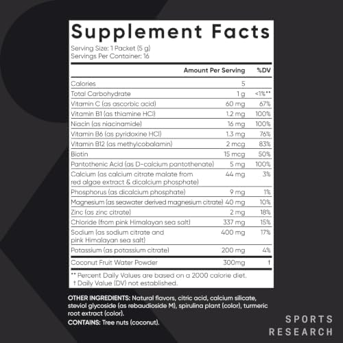 Sports Research® Hydrate Electrolytes Lemon Lime, 16 Packets|B0CTJ3795P