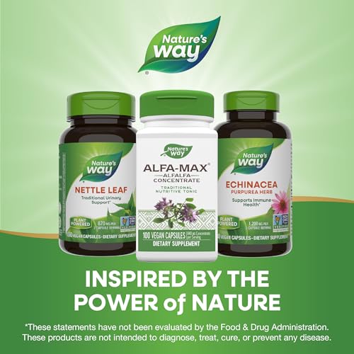Nature's Way Alfa-Max - Alfalfa Supplement - Alfalfa Leaf, Stem & Flower - Gluten Free & Vegan - 100 Capsules|B005P0MJI6