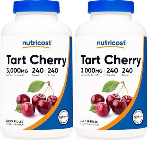 Nutricost Tart Cherry Extract 3000mg Equivalent (from 300mg of 10:1 Extract), 240 Vegetarian Capsules - Gluten Free, Non-GMO|B07TD6KJS3