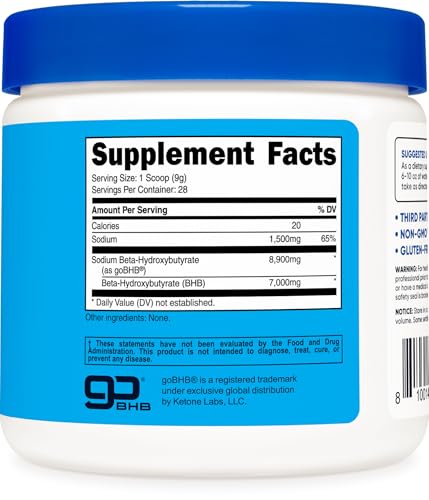 Nutricost Sodium BHB Powder (250g) Unflavored - Keto Supplement, Beta-Hydroxybutyrate Salt|B0CNV45Z4L