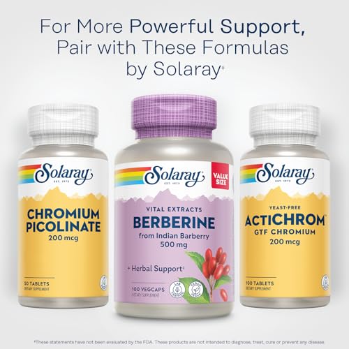 SOLARAY Berberine 500mg - Berberine Supplement for a Healthy, Active Lifestyle - with Berberine HCl from Indian Barberry - Vegan, Non-GMO, 60-Day Guarantee, Lab Verified - 100 Servings, 100 VegCaps|B087YD4LSH
