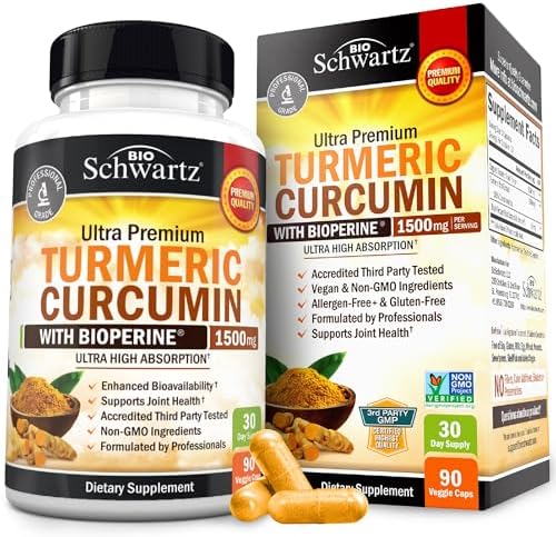 Turmeric Curcumin with Black Pepper Extract 1500mg - High Absorption Ultra Potent Turmeric Supplement with 95% Curcuminoids and BioPerine - Non GMO Tumeric Capsules for Joint Support - 90 Capsules|B01DBTFO98