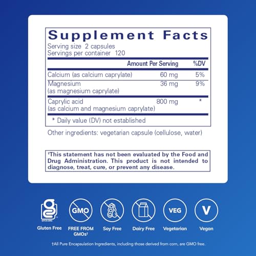 Pure Encapsulations Caprylic Acid | Supplement for Gut and Digestive Health, GI Balance, Gastrointestinal Support, and Intestinal Health* | 240 Capsules|B002HZ1Z82