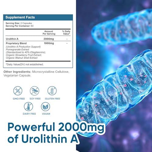 Urolithin A Supplement 2000 mg - 240 Capsules Powerful Antioxidant Protection, Promoting Healthy Aging & Mitochondrial Health and Cell Repair Support for Men & Women|B0DSZXWF9Y