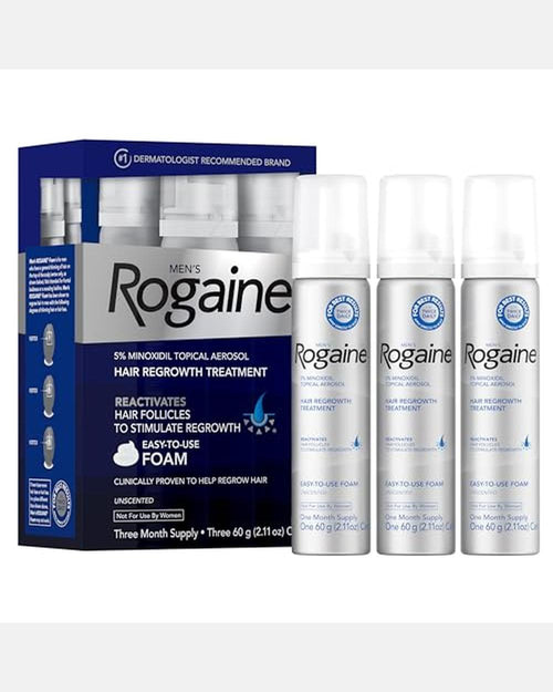 Espuma Rogaine Minoxidil 5% para hombres, tratamiento capilar, 3 x 2.11 oz - Rogaine
