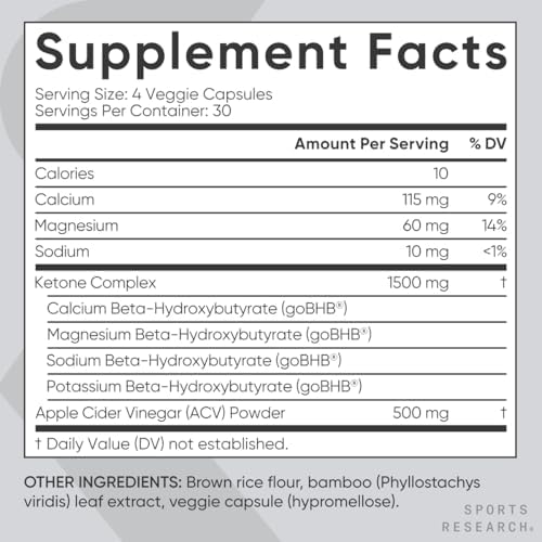 Sports Research® Keto Plus Apple Cider Vinegar, 120 Veggie Capsules|B0CCJYYHH9