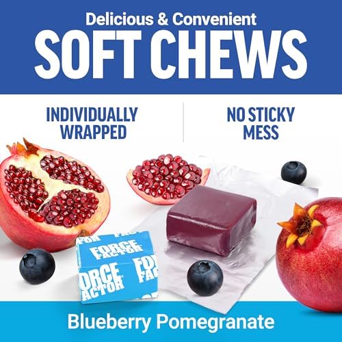 FORCE FACTOR Amazing Ashwa Complete Calm Support with KSM-66 Ashwagandha, Like Ashwangandha Gummies to Promote Calm & Relaxation with Magnesium & L-Theanine, Blueberry Pomegranate, 60 Soft Chews|B0F3YTQZ6B