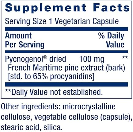 Life Extension Pycnogenol – French Maritime Pine Bark Extract – Scientifically Studied Healthy Aging & Vascular Health Supplement – Non-GMO, Gluten-Free, Vegetarian – 60 Capsules|B00B0YI97Q