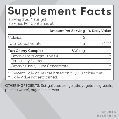 Sports Research® Tart Cherry Fruit Complex 800mg, 60 Softgels|B00TP54IFO