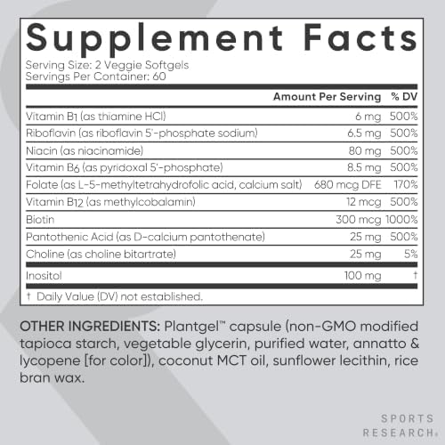 Sports Research® Vitamin B-Complex, 120 Count Plantgels™|B0CVNPVWNQ